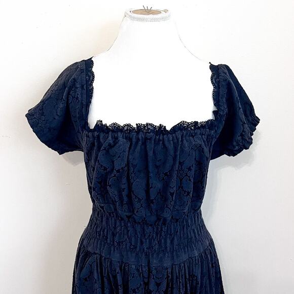 Victorian Milkmaid Whimsigoth Dress Size M Black Ren Faire Renaissance Ruffle - Picture 2 of 16